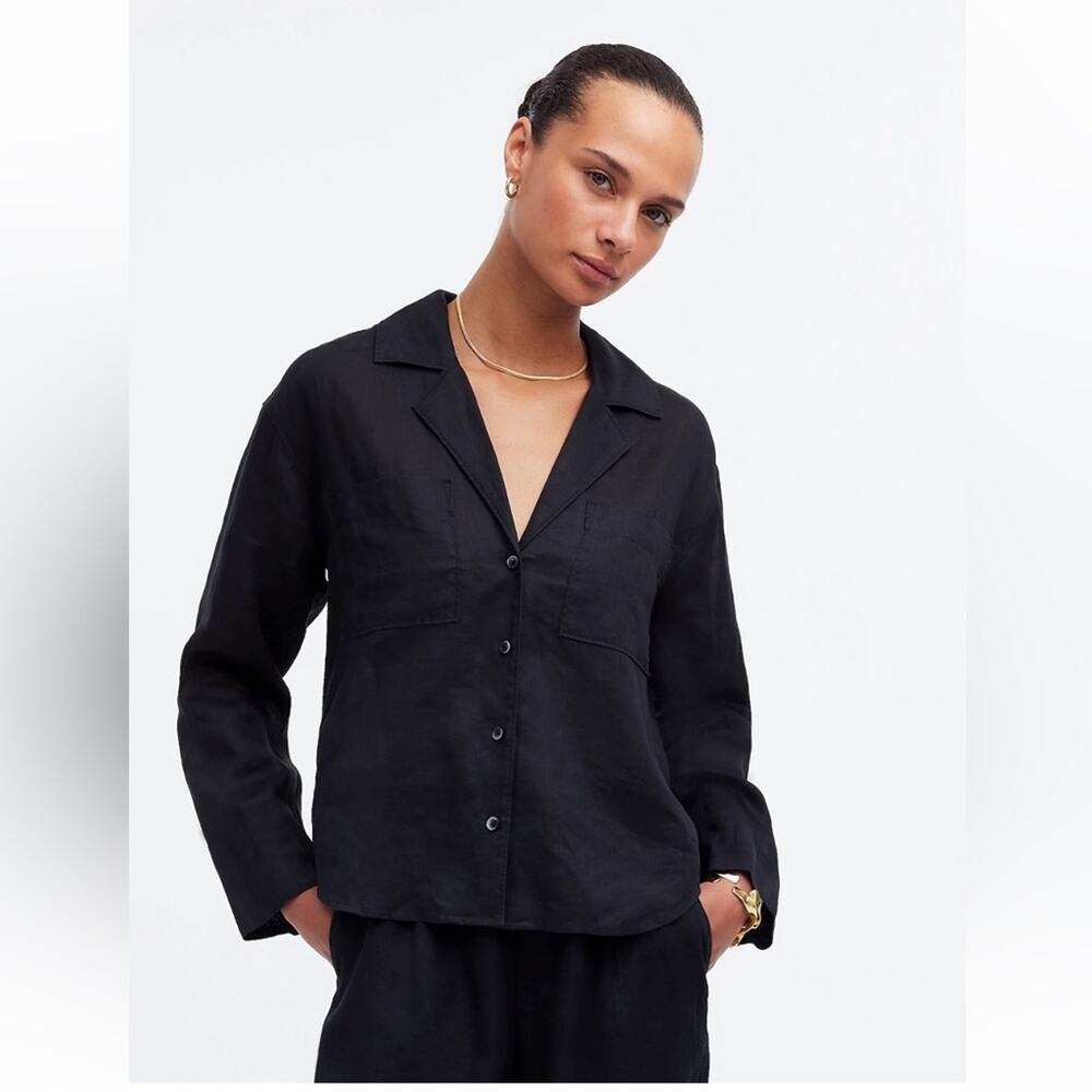 Madewell Resort Flowy Button Up Black Size XL